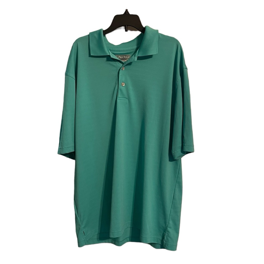 Pro Tour Cool Play Polo Golf Shirt Men's Short Sleeve Aqua Size XL